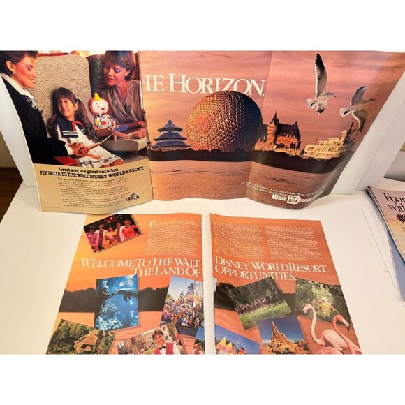 Vtg 1986 Walt Disney World Resort Delta Airline Sea World Advertisement Print Ad - Picture 1 of 5